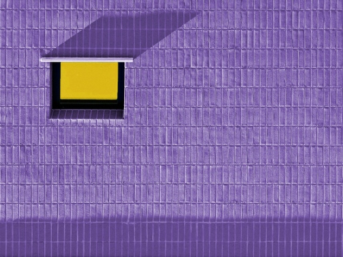 Immagine con viola, giallo, finestra, muro, ombra, nero, mattonelle, bicolore