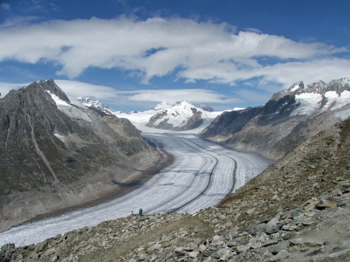 Immagine con nuvole, montagne, cielo, neve, ghiacciaio, montagna, rocce, panorama, bianco, morena, strada, paesaggio, ghiaccio, roccia