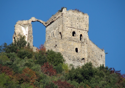 Immagine con rudere, castello, cielo, rovine, piante, alberi, verde, azzurro, finestre, torre