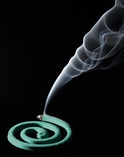 Immagine con fumo, spirale, verde, nero, zampirone