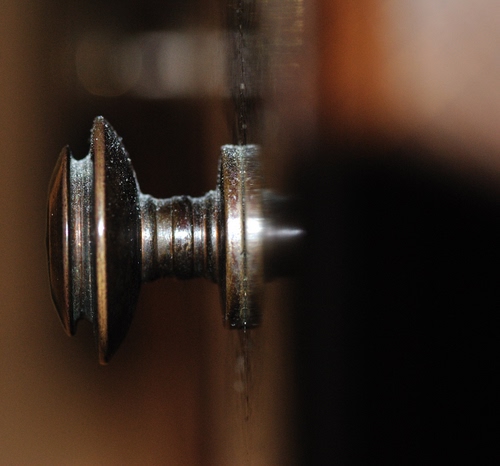 Immagine con macro, maniglia, porta, pomello, marrone, metallo, legno, sfocato, polvere