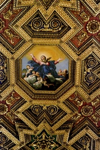 soffitto, angeli, oro, dipinto, madonna, geometrie, ottagono, chiesa, affresco