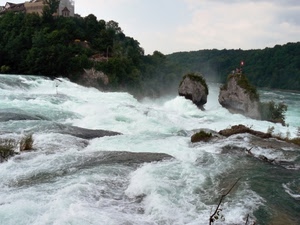 fiume, acqua, cascata, rocce, rapide, schiuma, alberi, roccia, bianco