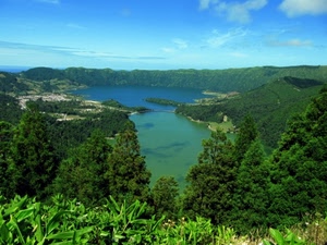 lago, verde, panorama, acqua, cielo, alberi, montagna, azzurro