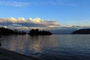 nuvole, acqua, cielo, panorama, lago, mare, isola, blu, alberi