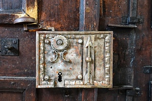 legno, serratura, freccia, porta, ferro, metallo, maniglia, viti, portone, marrone