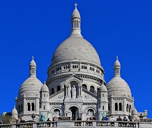 cupole, balaustra, persone, chiesa, cielo, statua, finestre, cupola, architettura, azzurro, statue, croce, monumento, colonne, basilica, cattedrale, parigi, blu, edificio