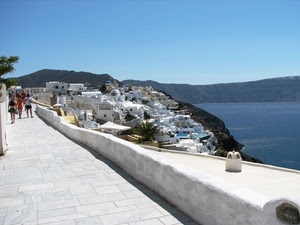 mare, case, strada, bianco, cielo, persone, borgo, montagne, scorcio, città