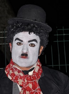 sciarpa, bombetta, cappello, maschera, charlot, bianco, chaplin, nero, foulard