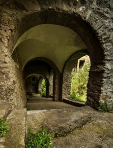 archi, verde, erba, arco, portico, pietra, rudere, borgo, pilastri, finestra, mattoni, pietre, sassi, colonne, piante