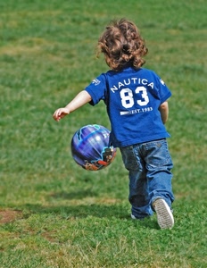 prato, bambino, pallone, palla, calcio, blu, sport, bimbo, gioco