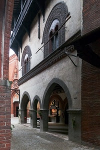 archi, portico, bifore, finestre, vicolo, strada, portici, balcone, chiesa