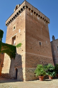 torre, vasi, piante, ponte, porta, castello, arco, finestre