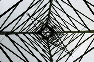 traliccio, bianconero, fili, geometrie, prospettiva, ferro, geometrico, cielo