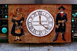 orologio, lancette, donna, uomo, numeri, romani, bianco, figure, personaggi