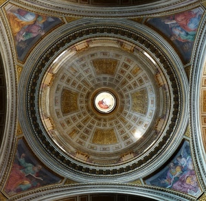 cupola, affreschi, cerchio, chiesa, interno, dipinti, soffitto, luce