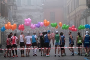 palloncini, sport, atleti, nebbia, corsa, colori, gara, multicolore, nastro, persone