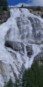 cascata, acqua, alberi, rocce, roccia, salto, bianco