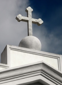 croce, bianco, nuvole, cielo, marmo, sfera, chiesa, palla