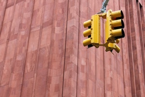 giallo, semaforo, palazzo, parete, appeso, rosa, palo, linee, marrone, righe