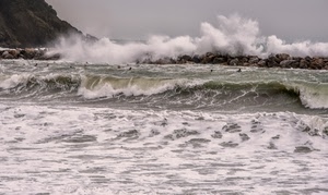 onde, mare, schiuma, acqua, scogliera, rocce, cielo, scogli, mosso, frangiflutti