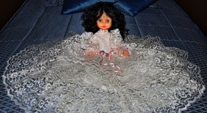 bambola, vestito, bianco, letto, pizzo, giocattolo, capelli, abito, viso, cuscini