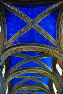 soffitto, archi, volta, blu, azzurro, finestre, stelle, croce, volte, decori