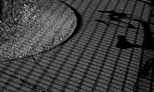 bianconero, ombre, curve, ombra, pavimento, grata, astratto, geometrie, cerchio