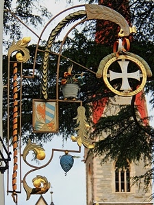 croce, insegna, stemma, campanile, oro, aquila, metallo, albero, finestra, vaso