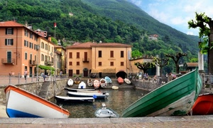 porto, barche, case, alberi, montagna, acqua, verde, finestre