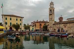 porto, barche, campanile, acqua, riflesso, nuvole, riflessi, case