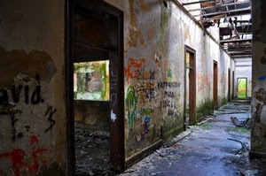 porte, abbandono, scritte, rudere, finestre, graffiti, corridoio, murales, colori