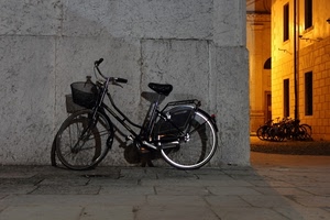 bicicletta, cestino, biciclette, muro, ruote, luce, strada