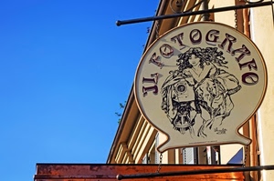 fotografo, insegna, cielo, donna, asta, palazzo, casa, cerchio, negozio