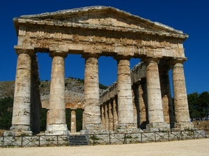 colonne, tempio, rovine, cielo, ruderi, ringhiera, resti, timpano, rudere
