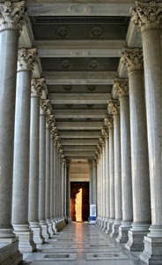 colonne, portico, capitelli, pavimento, marmo, prospettiva, soffitto, colonnato, porta, corridoio
