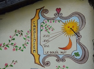 meridiana, sole, luna, numeri, muro, ore, scritte, fiori