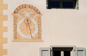 meridiana, finestre, muro, orologio, casa, asta, numeri, ombra