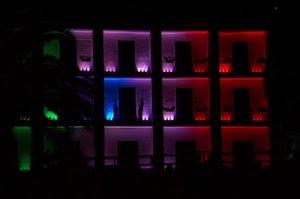 colori, rosso, verde, viola, luci, notte, balconi, finestre, multicolore