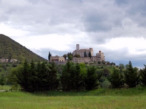 castello, alberi, verde, nuvole, borgo, prato, paese, paesaggio, case