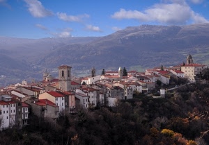 montagna, borgo, panorama, paese, campanile, case, nuvole, paesaggio, torre, alberi, montagne, tetti, campanili
