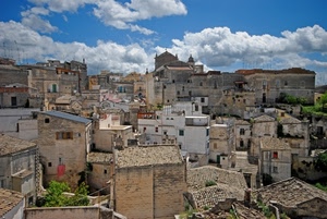 tetti, case, nuvole, panorama, paese, cielo, chiesa, borgo, finestre, città