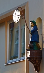 finestra, lampione, statua, luce, nicchia, vetri, lampada, riflesso