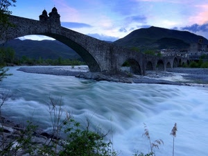 fiume, ponte, acqua, archi, arcate, cielo