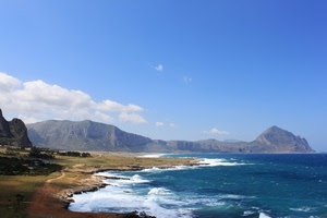 mare, montagne, onde, cielo, costa, paesaggio, acqua, nuvole, panorama