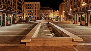 fontana, piazza, notturno, palazzi, notte, zampilli, luci, acqua