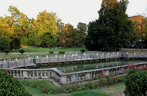 giardino, alberi, fiori, verde, acqua, fontana, balaustra, prato, piante, ringhiera, vasca, parco, villa