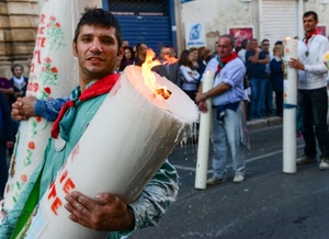 ceri, processione, fiamma, devozione, candele, fuoco, persone, cero