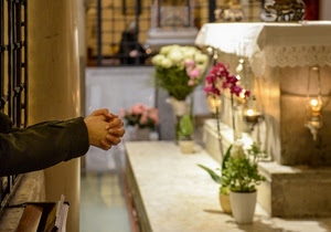 mani, altare, fiori, devozione, vasi, preghiera, braccia, piante