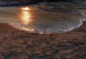 sabbia, mare, spiaggia, riflesso, tramonto, onda, schiuma, scritta